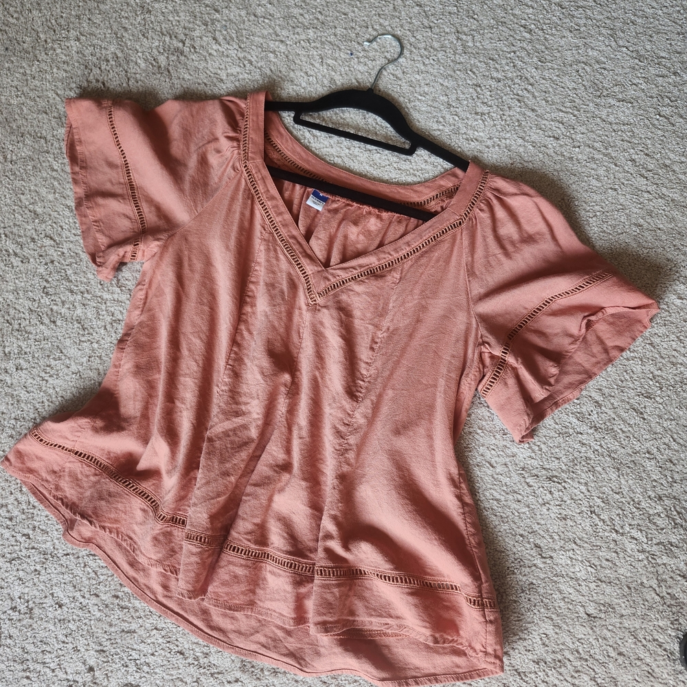 Old Navy Coral V-Neck Blouse